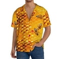 thumbnail image 3 of Disketp Men's Hawaiian Bees on Hive Honeycomb Print Shirts Button Down Holiday Beach Shirts-Small, 3 of 7
