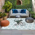 thumbnail image 2 of Morocco Blue Outdoor Rug for Patio/Deck/Porch, Non-Slip Large Area Rug 5 x 7 Ft, Cute Dinosaur Bike Vintage Indoor Outdoor Rugs Washable Area Rugs, Reversible Camping Rug Carpet Runner, 2 of 8