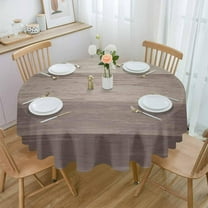 Brown Beige Ombre Round Tablecloth 60 Inch - Waterproof Fabric Table Cloth Protector, Farmhouse Vintage Wooden Striped Tablecloths Washable Table Cover for Kitchen Banquet Coffee Table