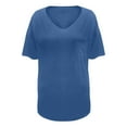 thumbnail image 4 of Women Nightgown Solid Color Sexy V Neck Short Sleeved Night Dress Sleepwear Blue XL, 4 of 4