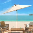 thumbnail image 4 of Safavieh Cannes 9' Market Push Wooden Patio Umbrella, Beige, 4 of 8