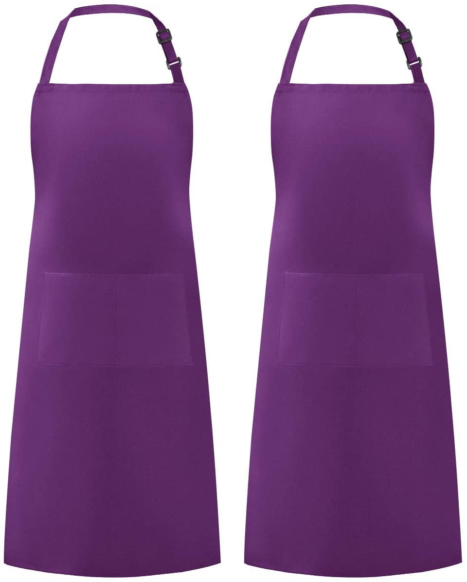 Koreshion 2 Pack Adjustable Bib Apron Waterdrop Resistant with 2