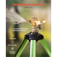thumbnail image 6 of VEVOR Impact Sprinkler on Tripod Base, Heavy Duty Tripod Sprinklers with Brass Head & 3/4" Connector, 360 Degree Large Area Coverage Irrigation Sprinkler, Adjustable Heights Sprinkler for Yard Green, 6 of 9