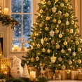 thumbnail image 5 of Fllostpr 24PC Electroplated Christmas Ball Ornaments, Shatterproof Hanging Decor Set for Xmas Tree Wreath Garland Party Indoor, Gold 1.6", 5 of 7