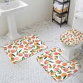 thumbnail image 3 of Peaches Watercolor Bathroom Rugs Set Pink Fruit Green Leaf Gradient Abstract Non Slip Absorbent Soft Bath Mats 3 Piece Set with Bathroom Rug, U-Shaped Floor Mat, Toilet Seat Cover Small Size, 3 of 9