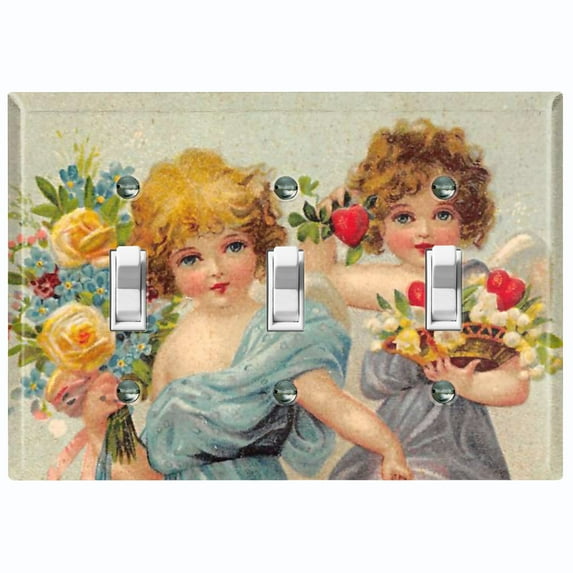Metal Light Switch Plate Outlet Cover Romantic Floral Angel Cupid Girls AGL007