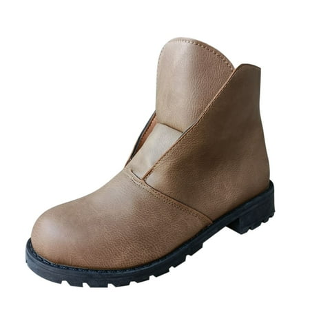 

nsendm Womens Flat Boots Size 10 Winter Toe Fashion Boots Thick heeled Thick Sexy Boots for Women with Heel Khaki 8