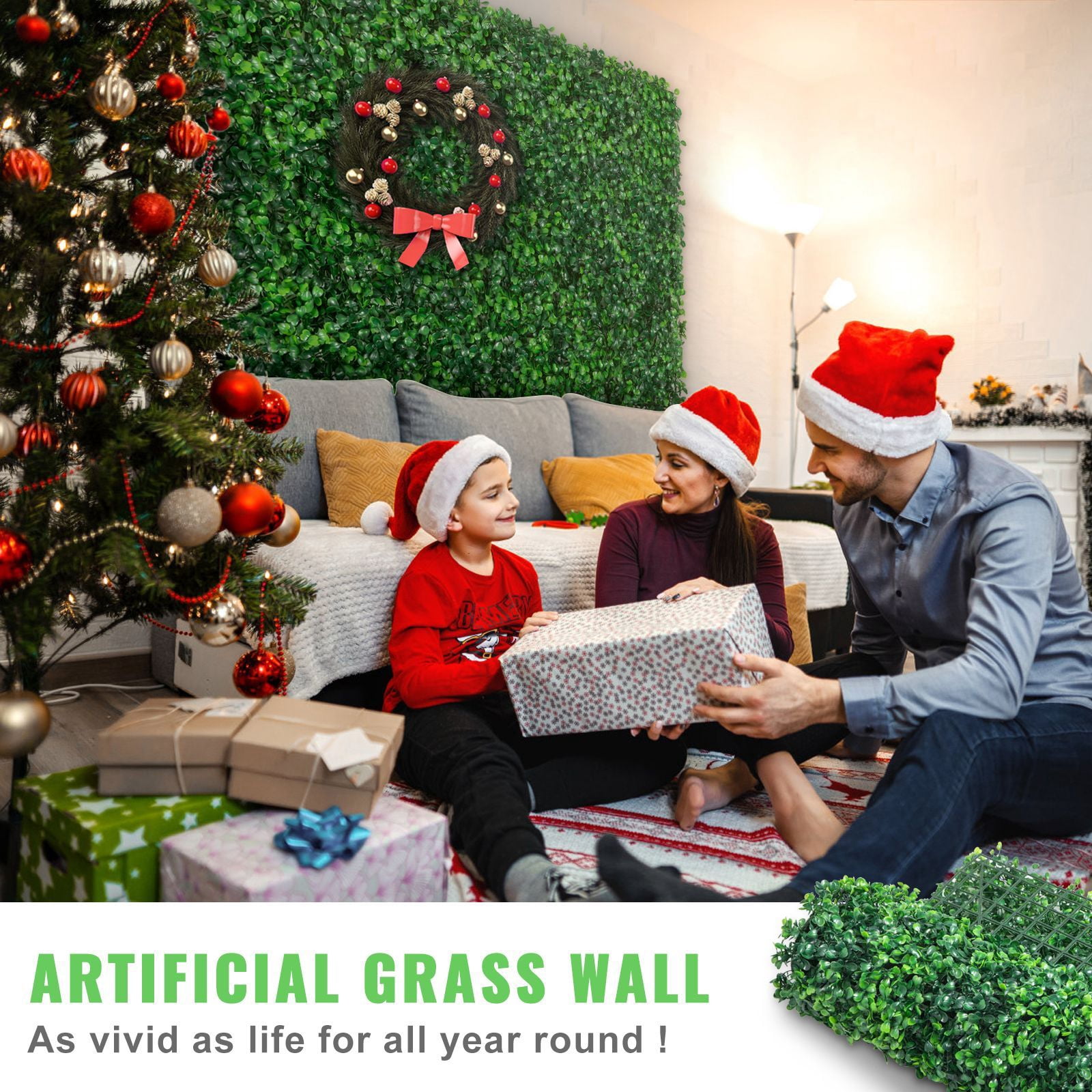 24''x16'' Artificial Boxwood Hedge Panels 24PCS, 1.6" Thick SGS Certified PE Privacy Grass Wall with Zip Ties, Non-See-Through Foliage Backdrop for Indoor Outdoor Garden Wedding Decor