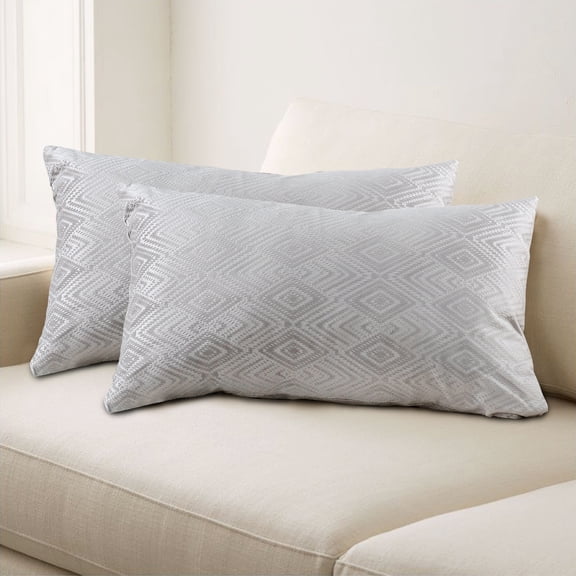 Home Soft Things Ikat Velvet 2 Piece Throw Pillow Cover Set - Silver - 14" x 26"