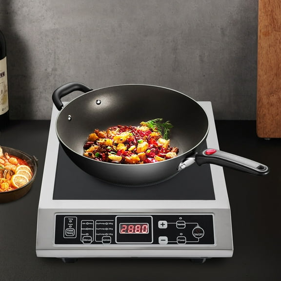 3500W Portable Kitchen Countertop Induction Cooktop, IGBT Burner Electric Hot Stove 8 Levels Adjustable Temperature, 0-3H Timing