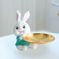 thumbnail image 5 of TERGAYEE Rabbit Ornament,Ceramic Craft Easter Rabbit Figurines Statue Home Layout Decor Desktop Decor Easter Bunny Decorations, 5 of 6