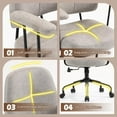 thumbnail image 4 of ECOTOUGE Home Office Chair, Adjustable Faux Leather Desk Chair for Home Office, Mid Century Modern Comfy Computer Chair with Wheels, Upholstered Desk Chair with Armrests for Home Office, Grey, 4 of 16