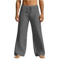 thumbnail image 3 of Jinhomg Summer Pants for Men 2026 Trendy Wide Leg Linen Pants Casual Solid Color Elastic Waist Pants Baggy Comfy Lounge Trousers Green XXL, 3 of 8