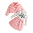 thumbnail image 5 of Usaibhir Baby Girls Christmas Bell sleeves Dress and Fleece Jacket Cardigan Sets Toddler Girls Casual Print Fall Dresses Winter for 4-5Y Pink, 5 of 9