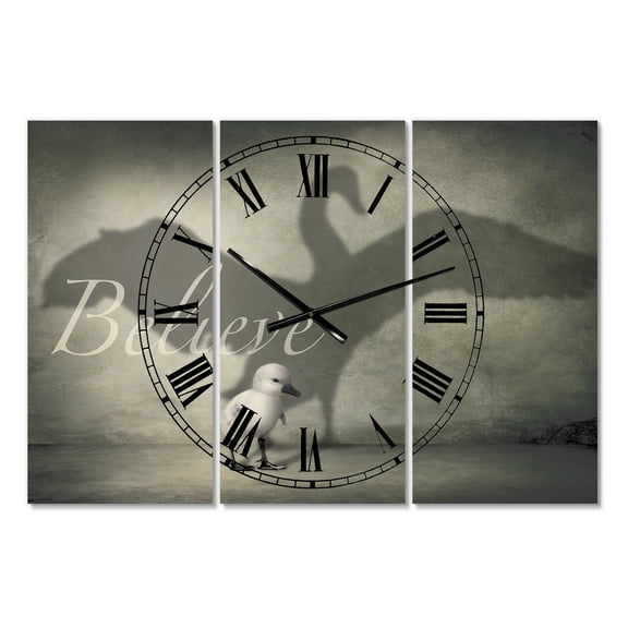 Designart 'Believe Shadow IV' Large Cottage Wall Clock
