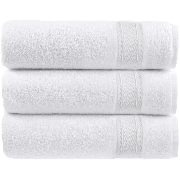 Canadian Linen Premium White Bath Towels, 24x48 inches 3 Pack 400 GSM Cotton Pool Towels, Soft