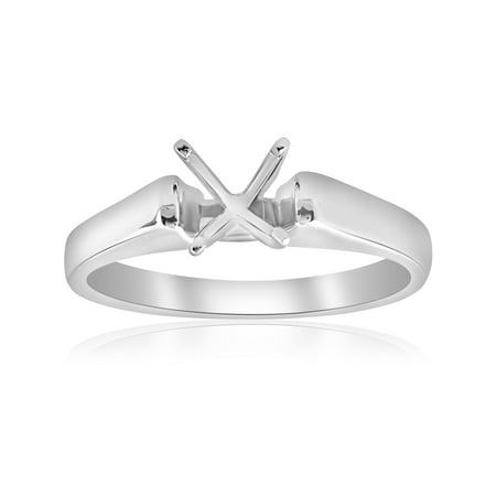 - 14k White Gold Solitaire Cathedral Engagement Ring Setting Solid Semi Mount