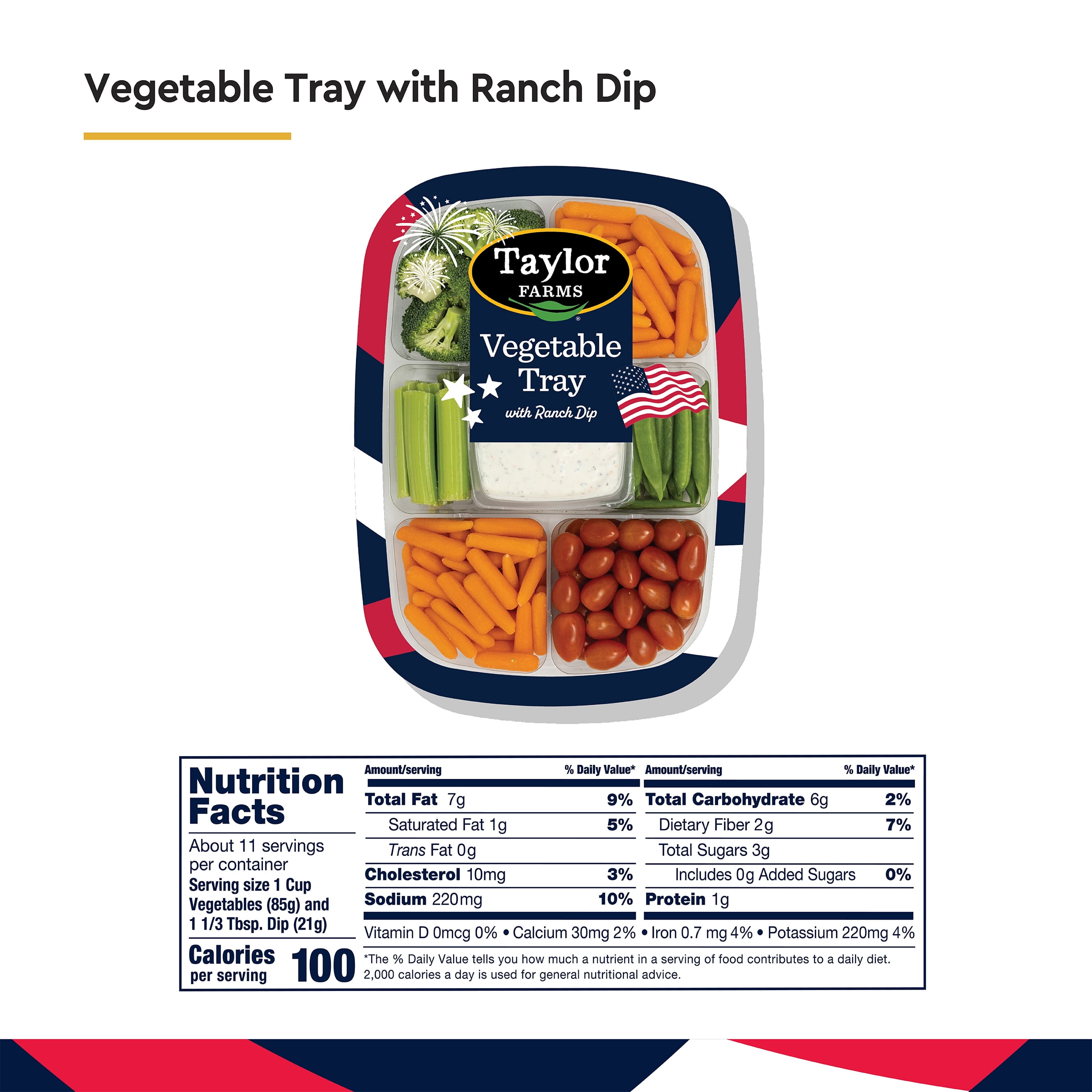 Taylor Farms Snap Peas & Tomatoes Vegetable Tray with Ranch Dip, 40 oz, Fresh