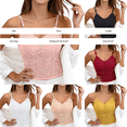 thumbnail image 2 of Women's Slim-Fit Camisole qinhaie Women's Lace Camisole with Padded Bra, Adjustable Spaghetti Straps V Neck Crop Top, Soft Breathable Bra Wine Red Camisoles & Tanks, 2 of 7