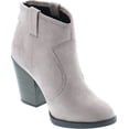 thumbnail image 7 of Soda Women's Albert Faux Suede Cowboy Pull-Tab Stacked Heels Ankle Booties, 7 of 7