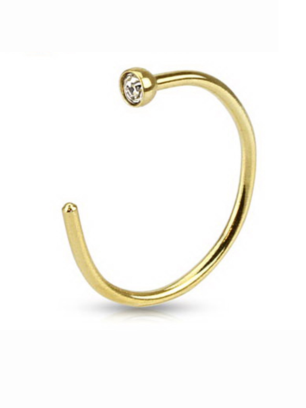 Golden Nose Ring Piercing With Clear Rhinestone (0.8 mm) - Walmart.com