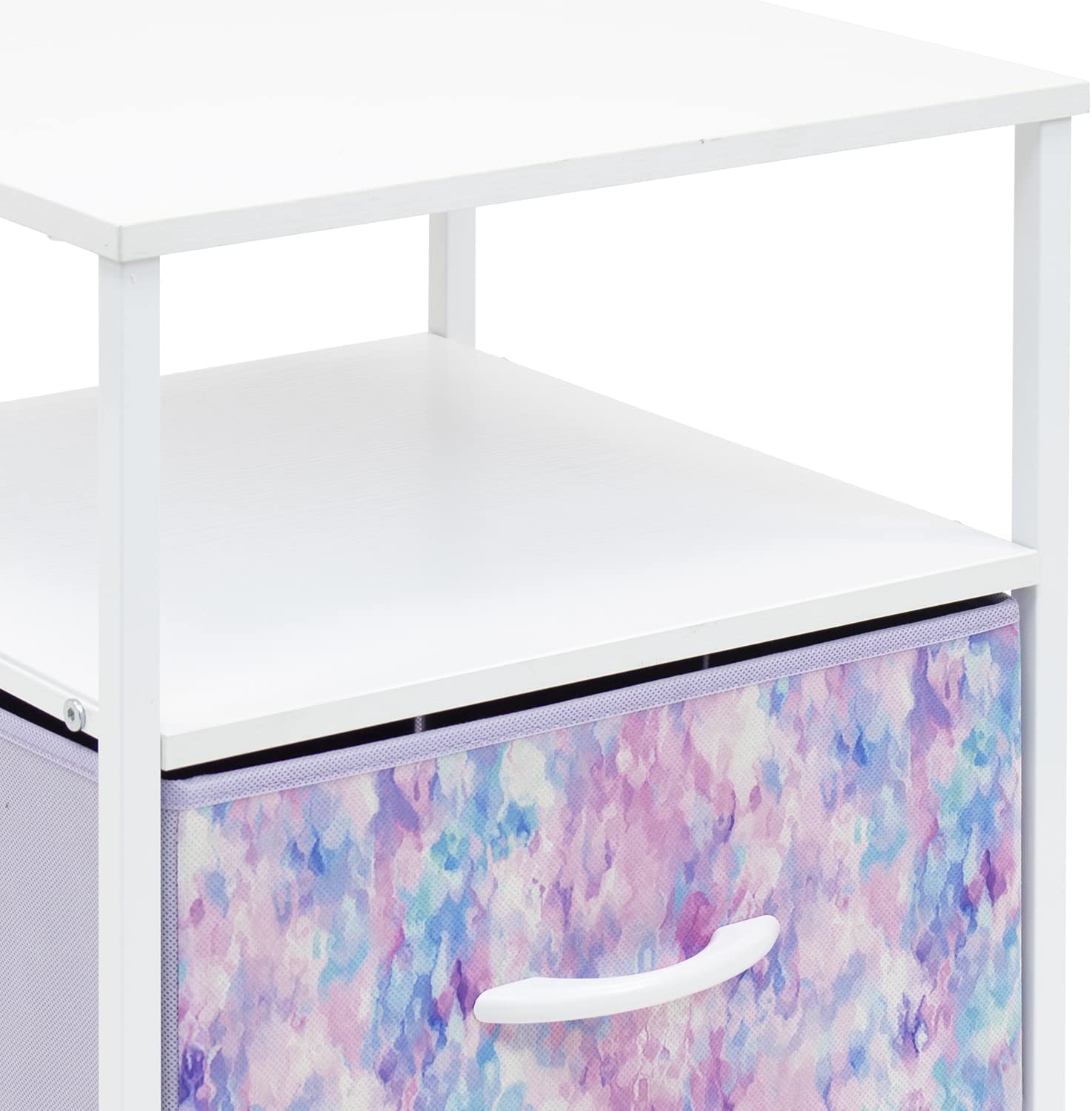 Sorbus Nightstand 1-Drawer Shelf Storage- Bedside Furniture & Accent End Table Chest for Home, Bedroom, Office, College Dorm, Steel Frame, Wood Top, Easy Pull Fabric Bins (Purple)