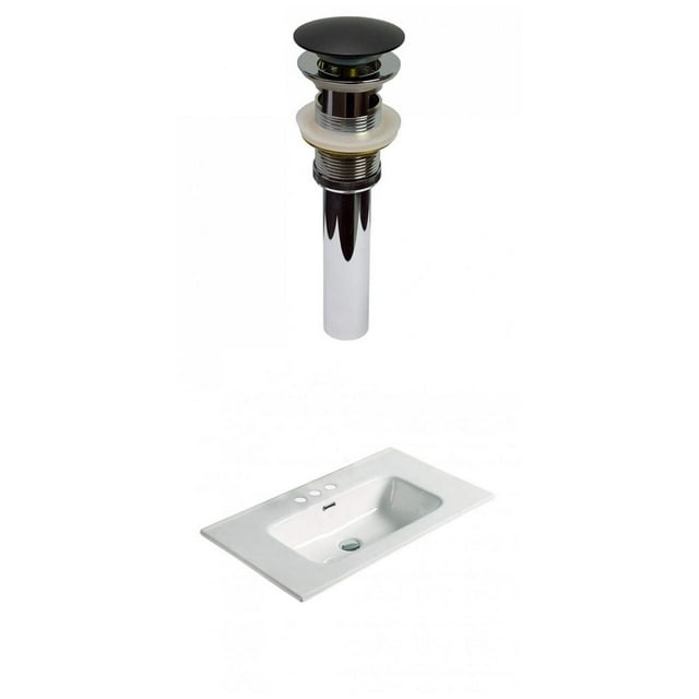 American Imaginations 24.16-in. W 3H4-in. Ceramic Top Set In White Color - Overflow Drain Incl. AI-30561