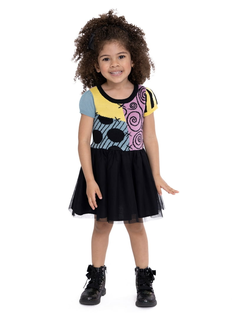 nightmare before christmas sweater dress Toddler Girl Sally Cosplay Dress, Sizes 12M-5T s-printed