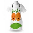 thumbnail image 3 of Green and Orange Apron Caricature of Fruits Holding Hands on a Grassy Hill Winter Flora, Unisex Kitchen Bib Apron with Adjustable Neck for Cooking Baking Gardening, Orange Apple Green, by Ambesonne, 3 of 3