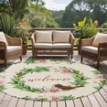 thumbnail image 4 of Spring Botanical Round Area Rug 8Ft Washable Large Circle Rugs for Living Room Dorm, Garden Birds Floral Leaves Rustic Burlap Non-Slip Carpet Floor Mats Indoor Outdoor Carpet Runner Home Decor, 4 of 8