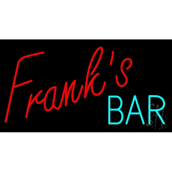 Franks Bar LED Neon Sign 20 x 37 - inches, Clear Edge Cut Acrylic Backing, with Dimmer - Bright and Premium built indoor LED Neon Sign for Bar decor.