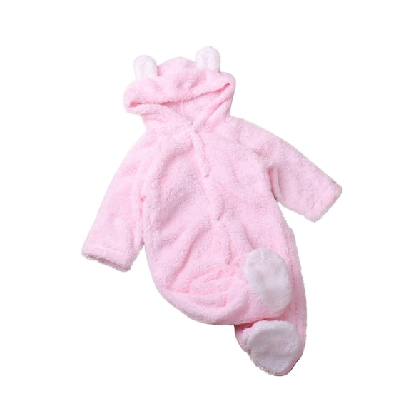 Baby Fleece Snowsuit - Bear Outfit Fleece Warm Jumpsuit Romper Hooded Infant Girls Boys Winter Coat - Long Sleeve Baby Rompers Infant Winter Clothes