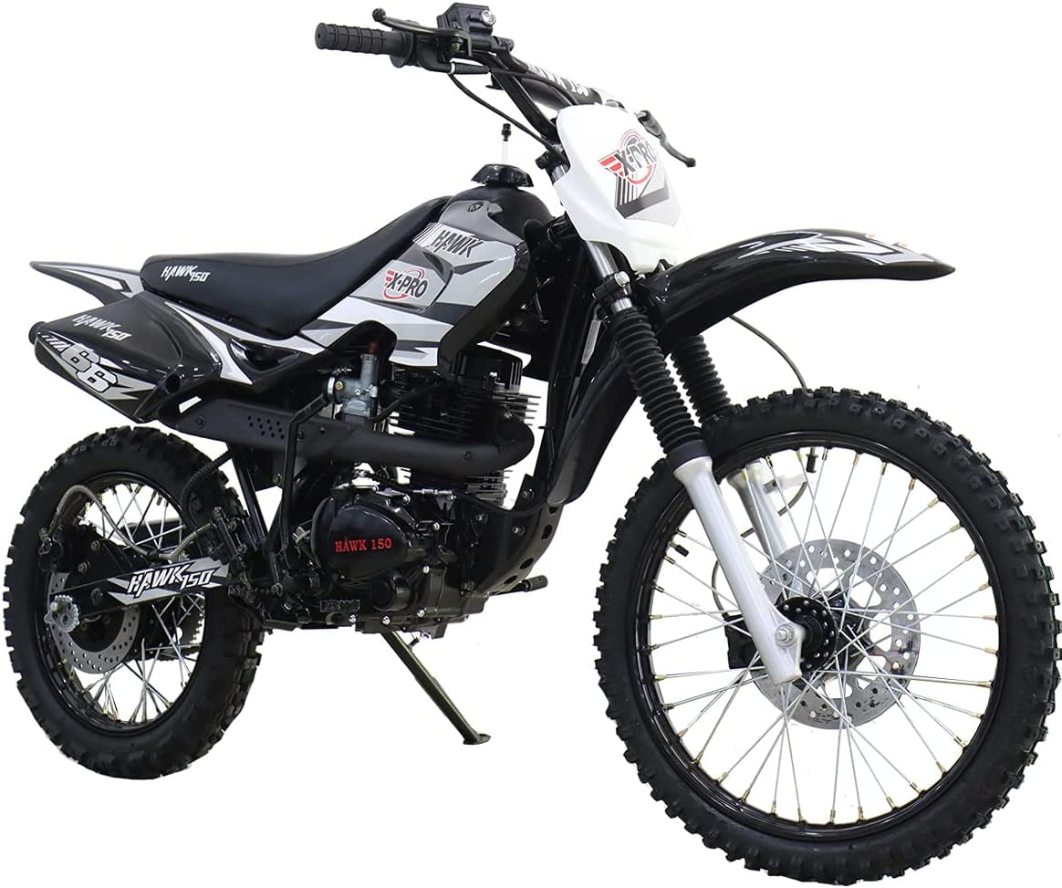 X-Pro Brand New Hawk 150cc Pit Dirt Bike with 5-Speed Manual Transmission, Kick Start 19"/16" Wheels