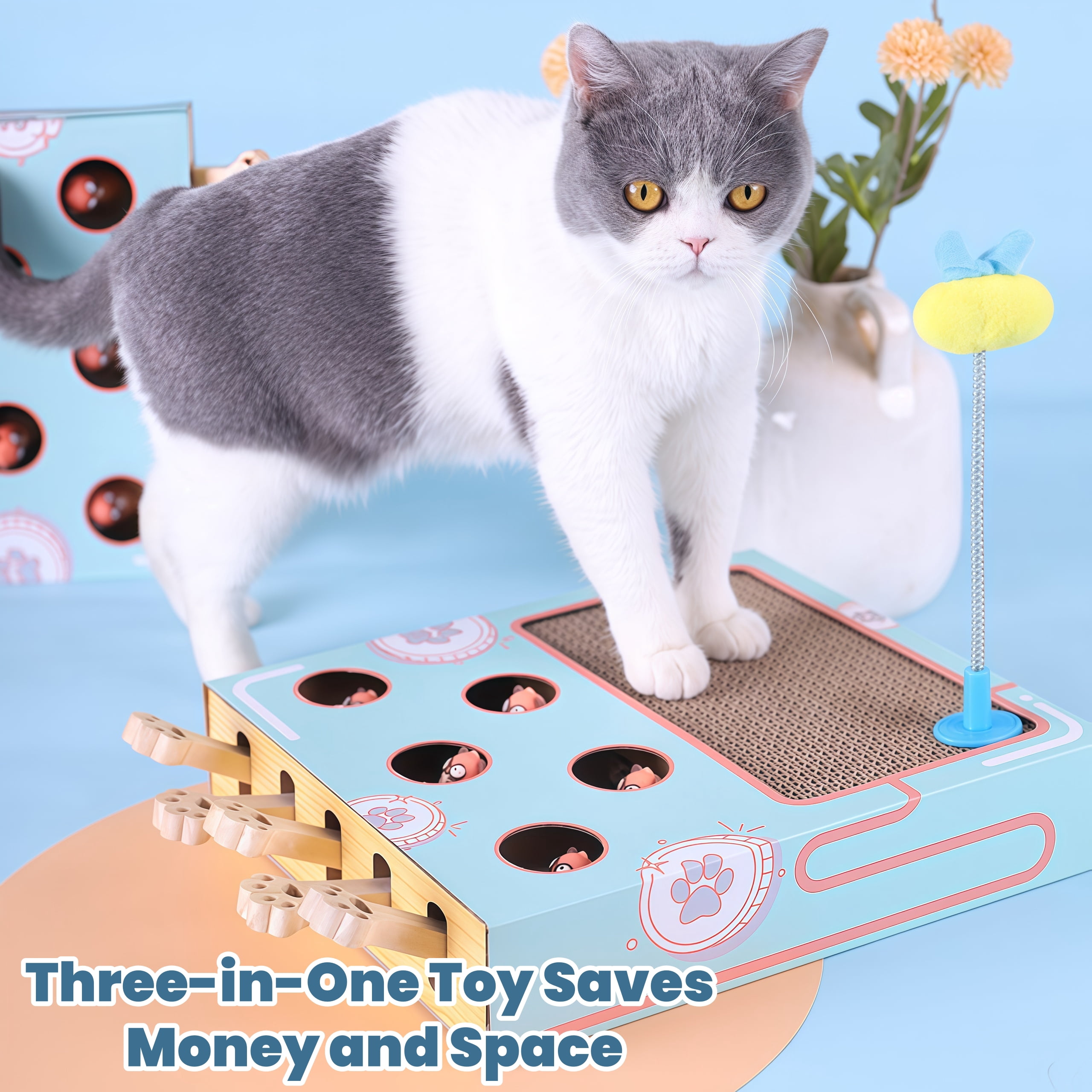 interactive Cat Toy with Cardboard Material for Fun Scratching and Play