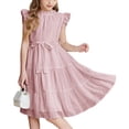 thumbnail image 2 of Girls 2025 Summer Dresses Ruffled Sleeve Dress Soft Perfect for Party Occasions Ages 6-12 ,Sie:130, 2 of 4