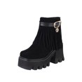 thumbnail image 2 of Autumn And Winter Thick-soled Thick High-heeled Suede Fringed Ladies Ankle Boots, 2 of 8