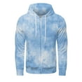 thumbnail image 6 of Domuza Mens Hoodies Zip Up Long Sleeve Casual Lightweight Drawstring Hooded Sweatshirt Fall Winter Cotton Soft Tie Dye Pullover Top with Kangaroo Pockets Sky Blue L, 6 of 7