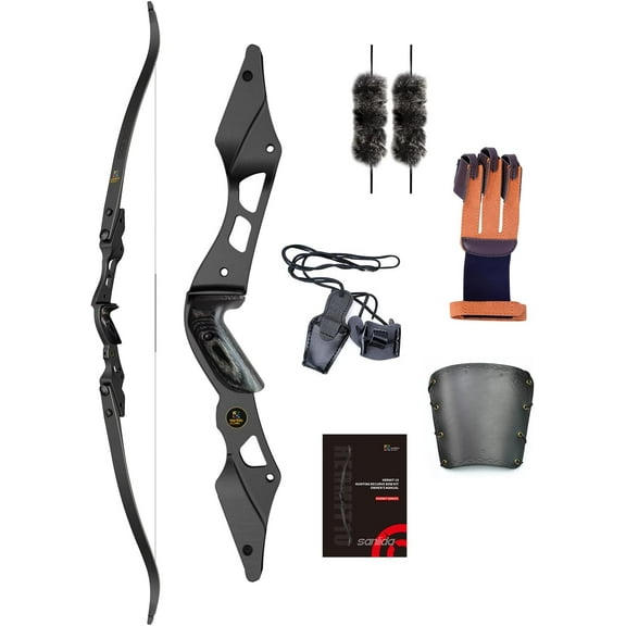 Sanlida Hermit 10 ILF Hunting Recurve Bow Kit for Adults 60" 30-45 Lbs Archery Recurve Bow, CNC ILF Riser, Carbon & Graphite Foam Core ILF Limbs, RH Only, Limited Life-time Warranty (60",45 Lbs)