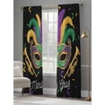 thumbnail image 6 of Mardi Gras Mask Sheer Curtains for Living Room Bedroom, Purple Gold Green Carnival Confetti Black Light Filtering Sheer Curtain Rod Pocket Voile Window Treaments Drapes, 52 x 96 Inches, 6 of 9
