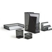 5 Piece Wire Mesh Organizer Set, Matte Black
