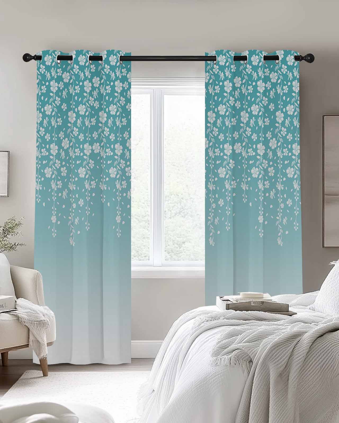 Blackout Curtains 45 Inches Long for Bedroom, Thermal Insulated Room Darkening Black Out Window Curtain Panels Grommet Drapes for Living Room