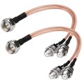 thumbnail image 1 of Cable coaxial divisor RG6 tipo F, paquete de 2 antenas de TV de 75 ohmios, combinador divisor de 3 vías, adaptador RF F macho a F hembra dual, cable coaxial RG316 de 6 pulgadas, 1 of 1