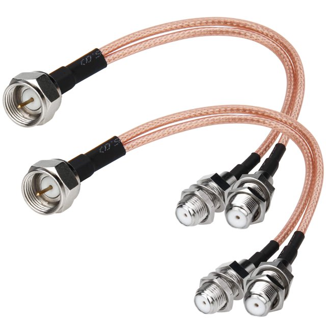 Cable coaxial divisor RG6 tipo F, paquete de 2 antenas de TV de 75 ohmios, combinador divisor de 3 vías, adaptador RF F macho a F hembra dual, cable coaxial RG316 de 6 pulgadas