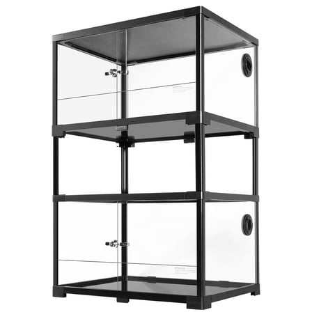 REPTI ZOO Double Stacked Reptile Tank, 24" x 18" x 33" Tall Reptiles Terrarium