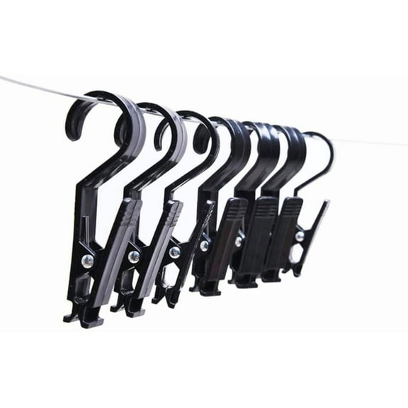 Vpang Super Strong Black Plastic Clever Clips Laundry Hooks Clothes Pins Hanging Clips for Home Office Workshop Travel, Pack of 10