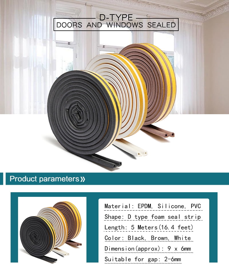 kengbi Multi Function and Durable Easy to Use Cut 5M D Type Sealing Strip Self Adhesive Seal Strips Foam Draught Excluder Self Adhesive Window Door Seal Strip Hardware Tools kengbi Multi Function and Durable Easy to Use Cut 5M D Type Sealing Strip Self Adhesive Seal Strips Foam Draught Excluder Self Adhesive Window Door Seal Strip Hardware Tools