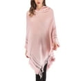thumbnail image 3 of Womens One Piece Hoodie Poncho Knitted Poncho Tassels Cape Shawl with Fringed Hem, Crochet Poncho Shawl Wrap Scarf Knitting Patterns, 3 of 6