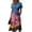 Hot Pink, variant on Tropical Hibiscus Floral Print V-Neck Wrap Dress for Women - Short Sleeve High Waist A-Line Midi Summer Dress, Flowy Boho Beach Vacation Party Gown with Cinched Waist Pink XXL