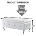 thumbnail image 2 of Storage Ottoman Bench, Faux Leather Upholstered Entryway Bench with Crystal Buttons and Silver Metal Legs, Large Storage Bench for End of Bed, Living Room, Bedroom, Entryway, White, 2 of 8