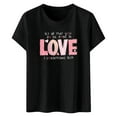 thumbnail image 4 of Women's Casual Valentine's Heart Print Letter Round Neck Short Sleeve T Shirt Womens Casual Thin Shirt Weightlifting Long Sleeve Shirts Womens Tee Shirt Loose Womens Compression Shirts Polyester Long, 4 of 4